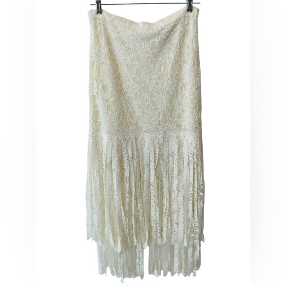 NWOT Alexis Ivory Lace Fringe Skirt Long Fairy Gypsy Boho Hi-Low Large $975💛 - Picture 3 of 8